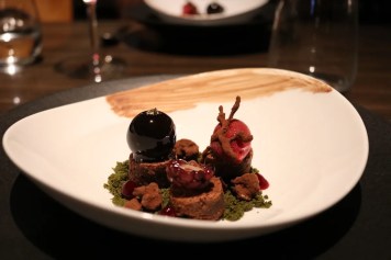 Dessert - Red fruits, brownie and green tea