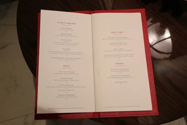 Spa de La Mer - Snack menu